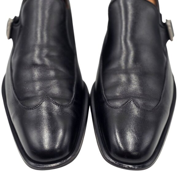 Vintage Ferragamo Italy Monk Strap Loafers Men's 8.5D Black Leather Dress Shoes - Picture 2 of 10